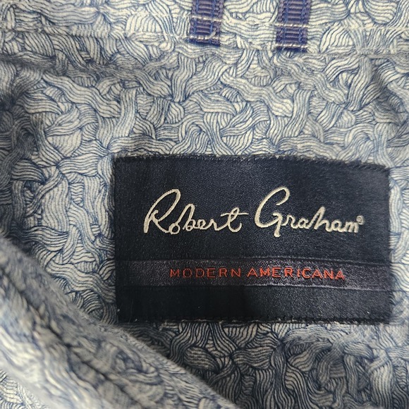 Robert Graham Long Sleeve Shirt‎ SOLIS XL Navy Blue Abstract Weave Pattern - Picture 2 of 9